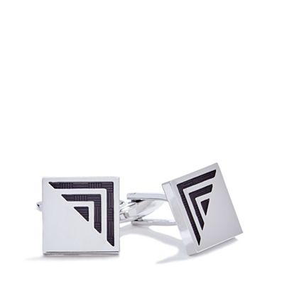 The Collection Silver square half pyramid cufflinks